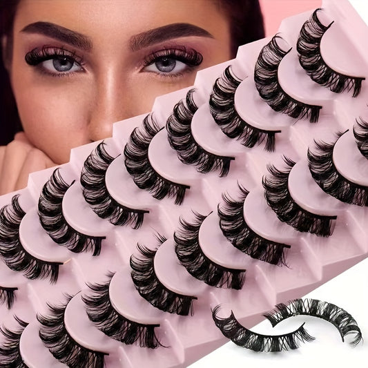 10 paires d'extensions de cils volume épais - Courbure DD, super bouclées, duveteuses et fines, pour un maquillage 3D parfait au quotidien, pour les fêtes et les festivals.