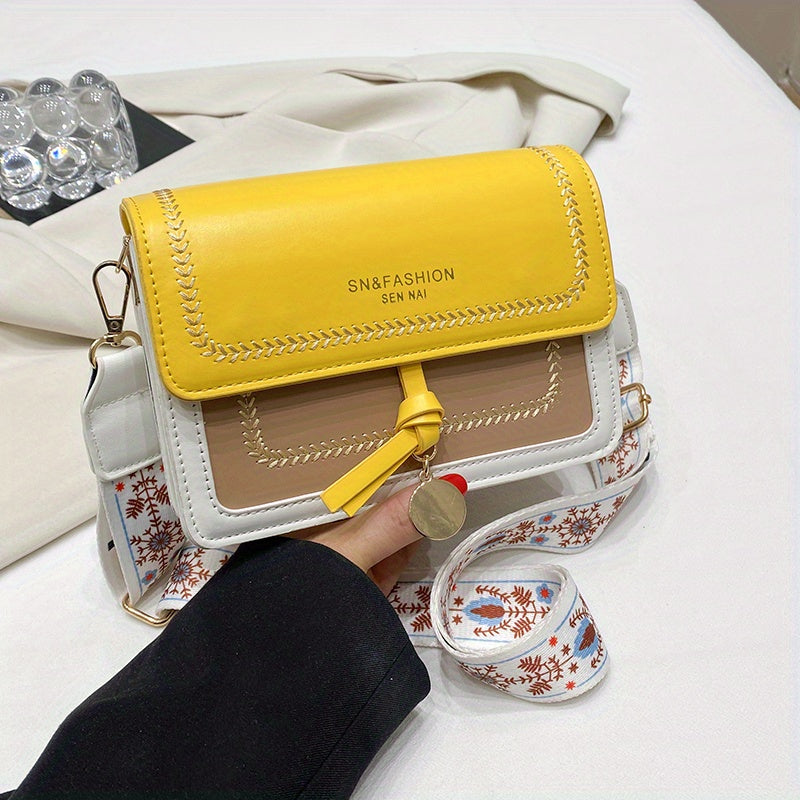 Sac Bandoulière à Rabat Tendance pour Femme – Décor Boucle – Sangle Large et Confortable