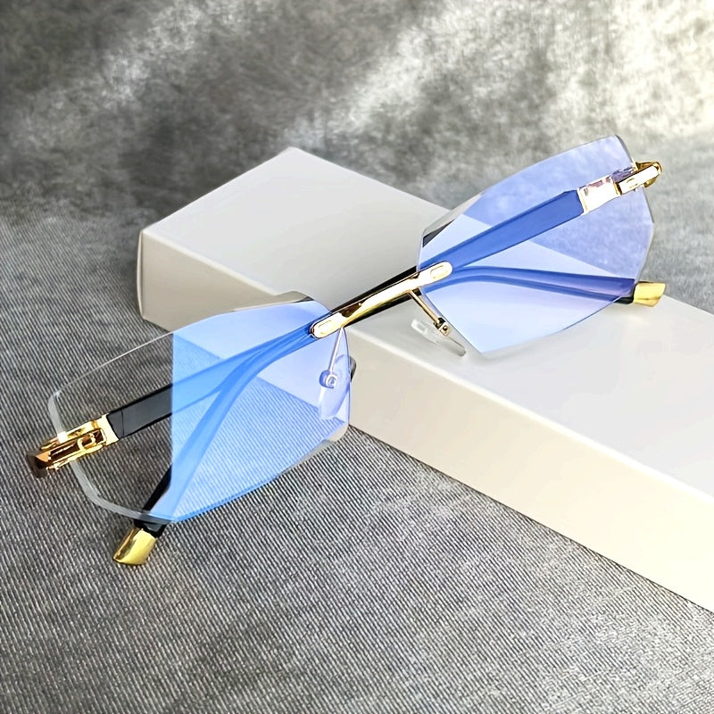 1pc Blue Clear Lens Frameless Glasses for Women & Men - Reduce Eye Fatigue & Glare from Computer, TV, Phone & Gaming, Decorative Glasses, Y2K, Cheapes, Stylish Eyewear, Y2K Design, Suitable for Gaming Rooms And Offices. Eyegl