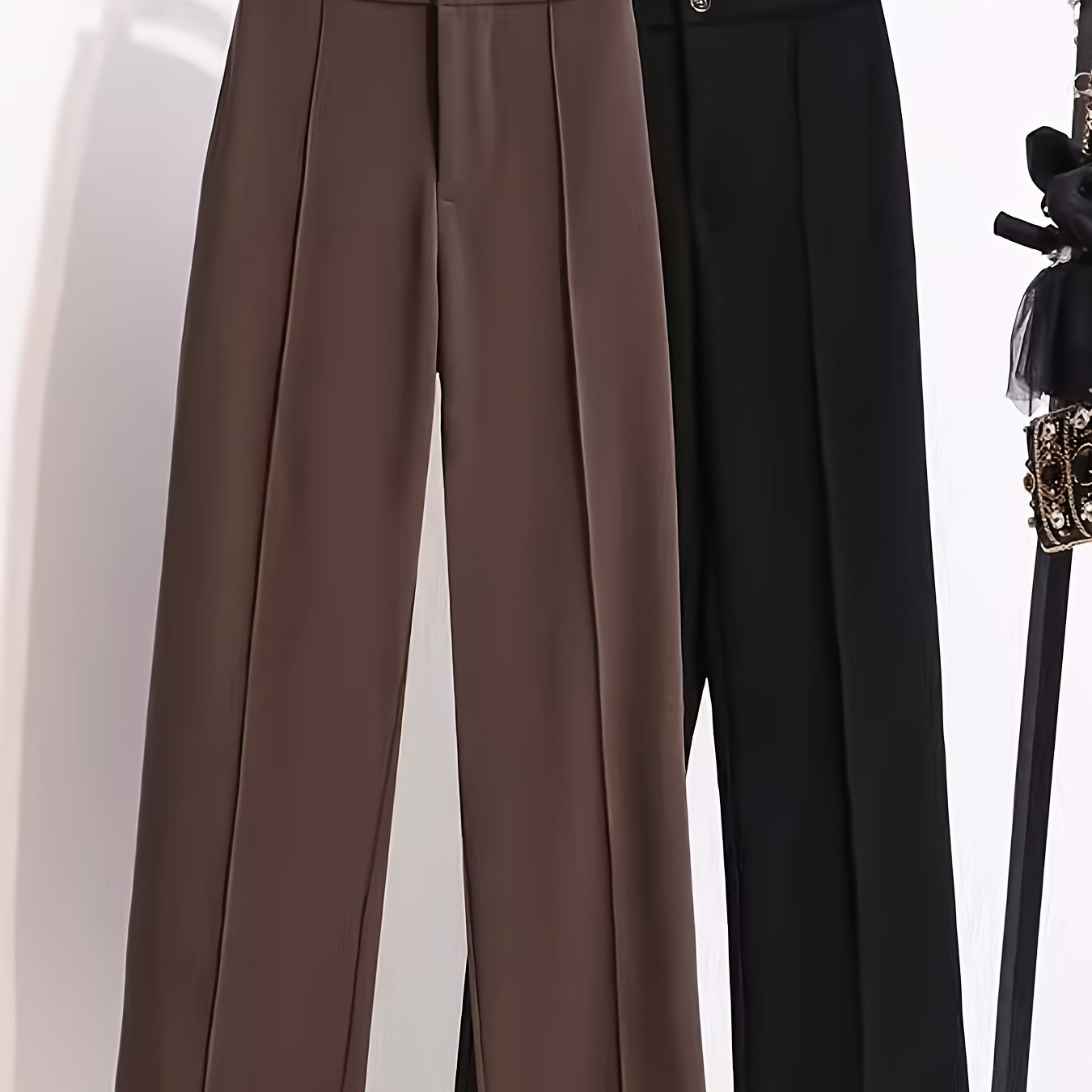 Pantalon Femme Style Western – Couleur Unie, Jambe Droite, Coupe Décontractée