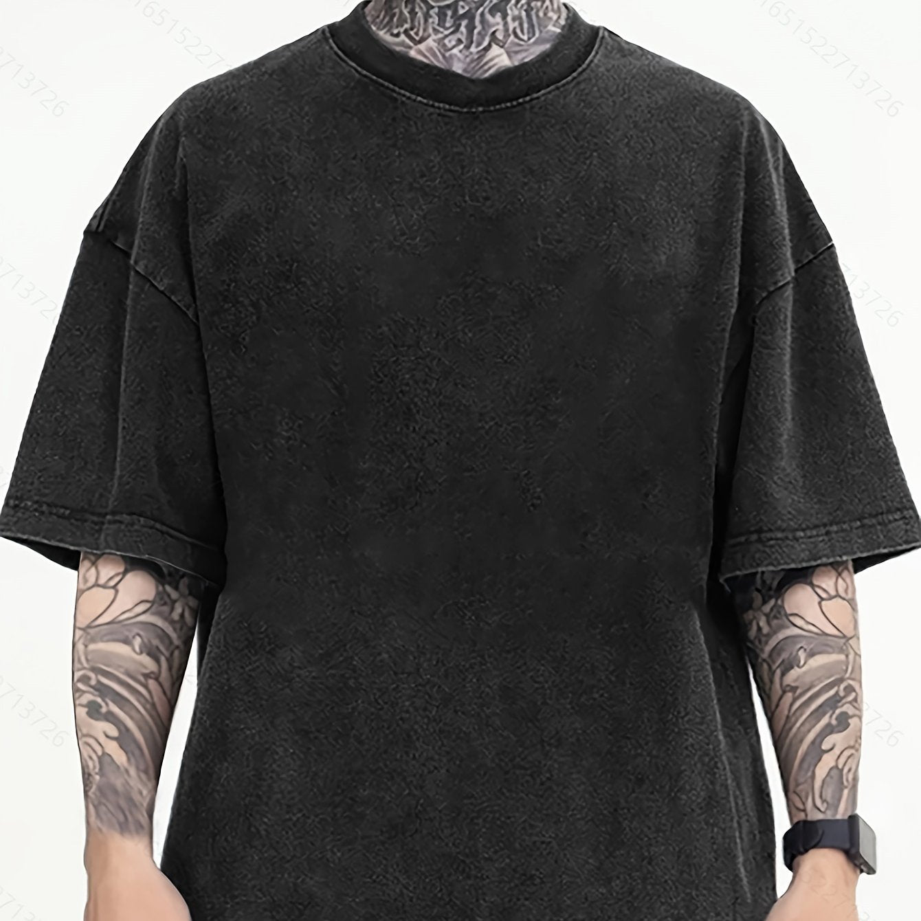 Men's loose-fit 220g T-shirt - Loose round neck, short sleeve, casual pink T-shirt with vertical stripe pattern. Comfortable and suitable for all seasons, available in plus sizes. Ideal for casual wear and layering (machine w