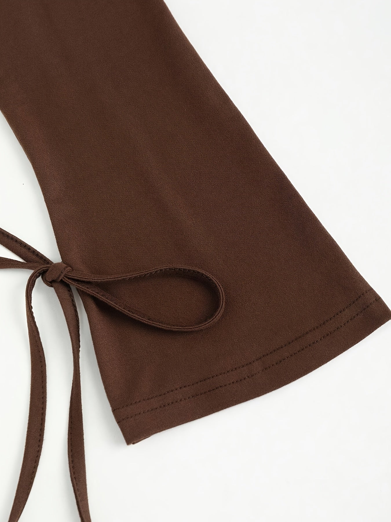 Robe Femme Élégante Y2K – Col Carré, Coupe Sirène, Manches Longues, A-Ligne, Fente Bas, Marron, Idéale Invité Mariage et Soirées Automne/Hiver, Lavable en Machine