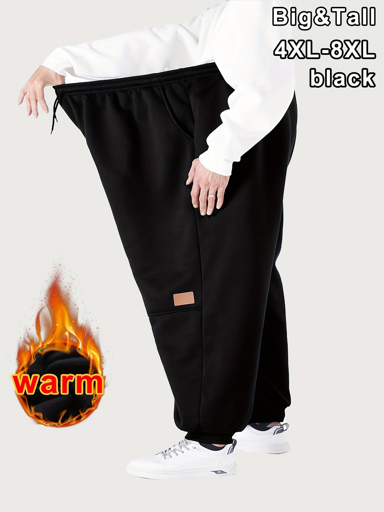 Joggers thermiques grande taille pour homme 4XL–8XL – coupe très ample, doublure effet polaire, taille à cordon, idéal hiver, sport et tenue décontractée (bleu marine)