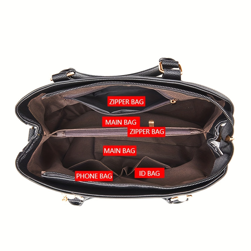 Sac Cartable Classique à Poignée Supérieure – Sac en PU à la Mode, Sac à Main Décontracté pour Femmes, Sac Cabas