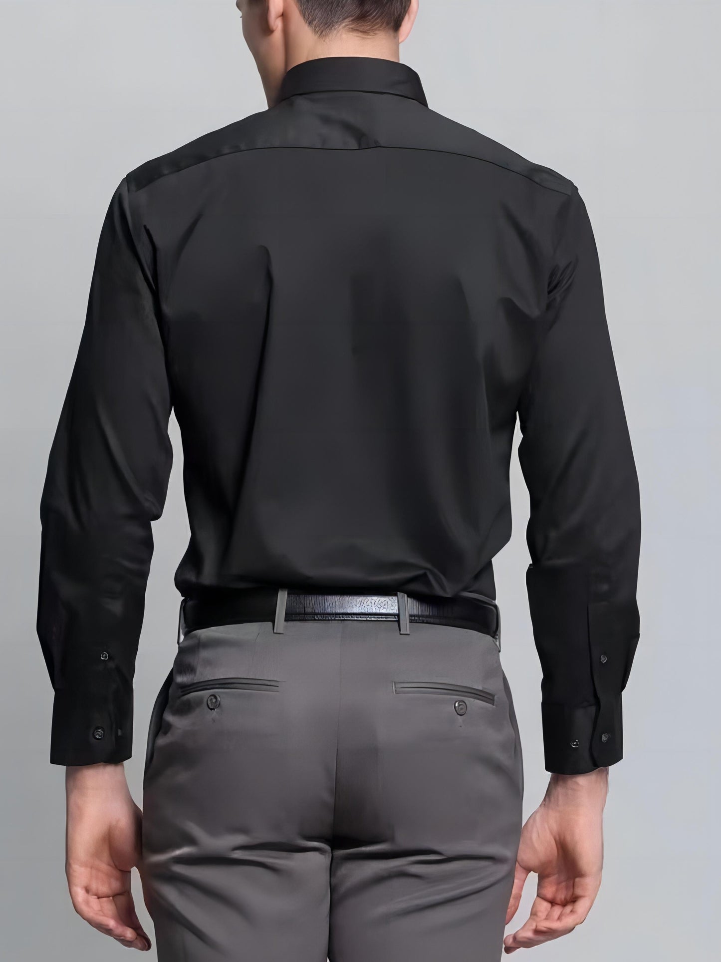 Spring and Autumn Long-Sleeve Shirt for Men, Stylish Business Casual Wrinkle-Resistant Dress Shirt with Diamond Buttons, Regular Fit Solid Color