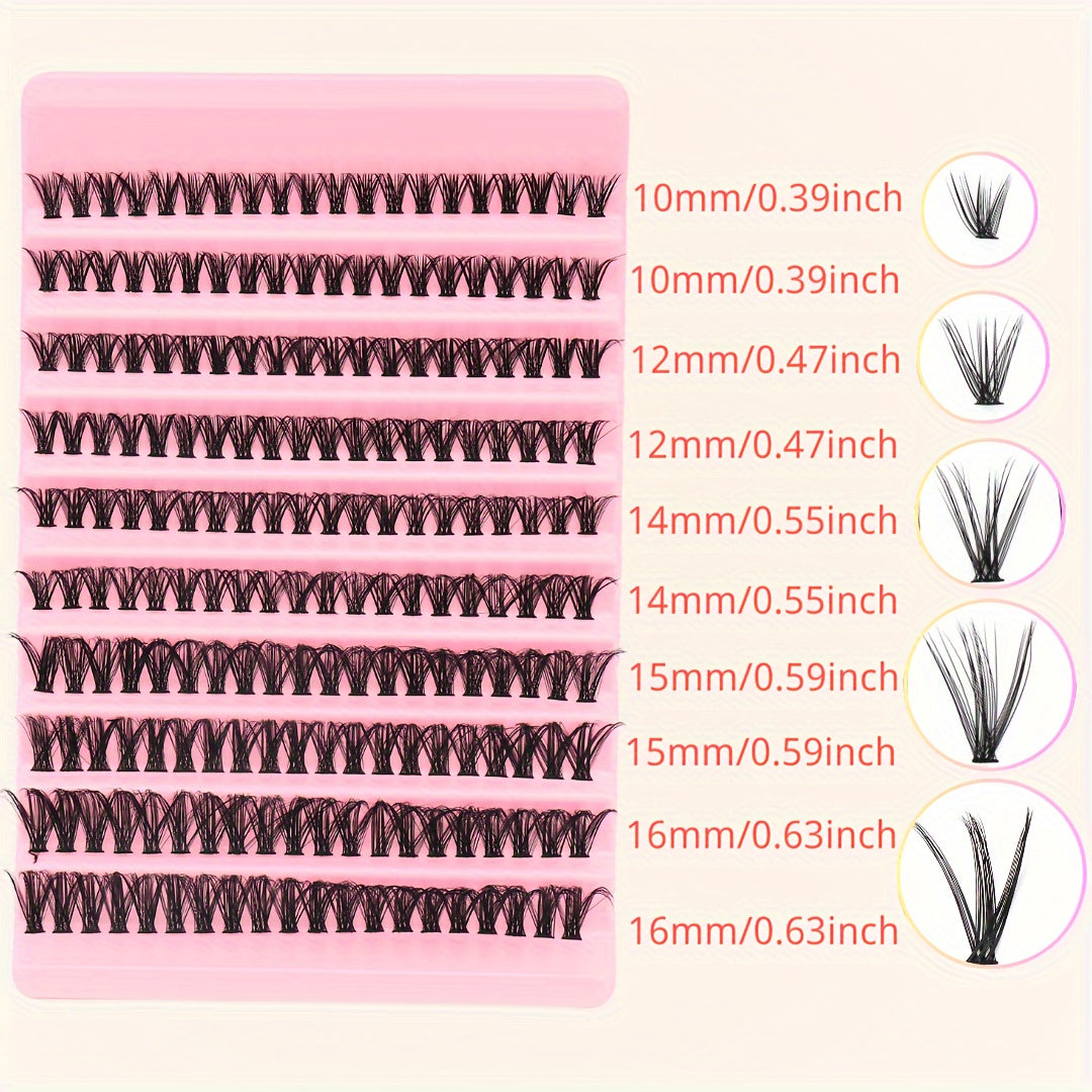 200 Cils en Touffes Naturels – Courbure 3D Russe, Longueurs Mixtes 10-16mm, Épaisseur 0.05mm, Réutilisables, DIY, Courbure D, Idéal Débutants, Multi-Styles, Multi-Pack, Cils Individuels pour Look Naturel ou Anime