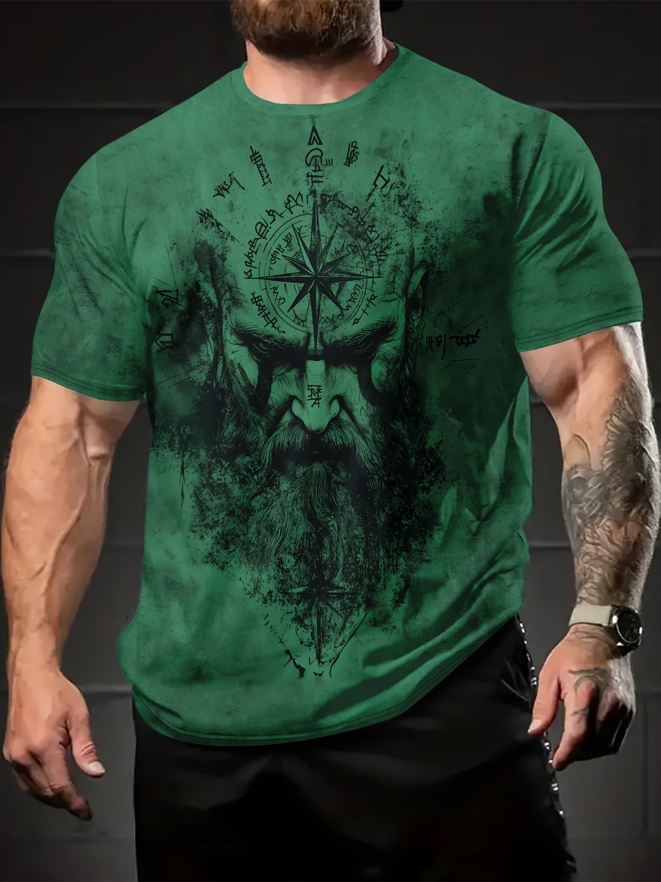 Men's Summer Short Sleeve T-Shirt with Digital Print for Man & Pattern - Breathable Casual & Outdoor Wear, Wrinkle-Resistant Round Neck Tee for, Gym, Travel - / Sizing (Regular Fit) - Easy-Care Machine Washable