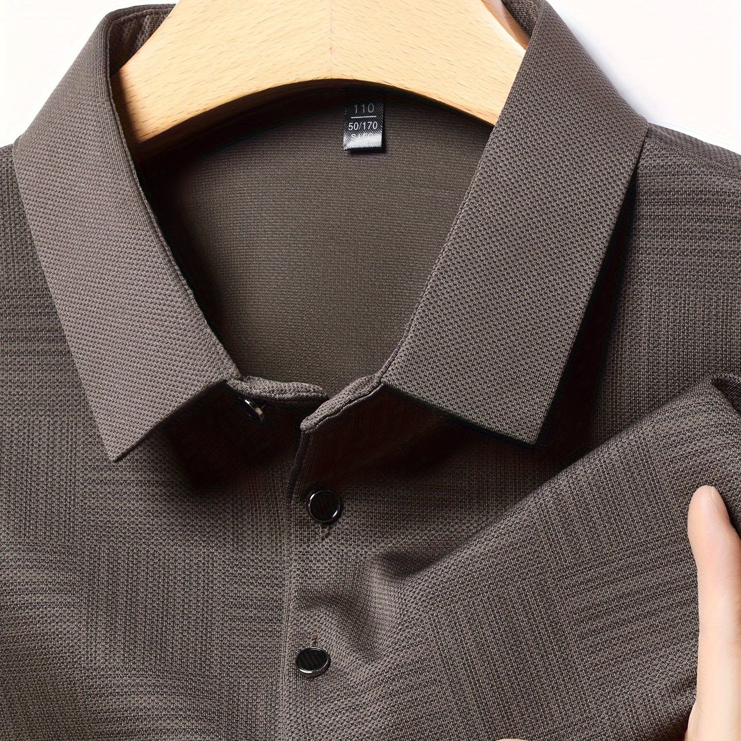 Men's Lightweight Button-Front Shirt - Solid & Striped Block Color Short/Long Sleeve Blouse, Casual Button- Collar Top for Spring/Fall, Versatile for Dress Codes (Hand Wash/Dry Clean) - Non- Regular Fit Style