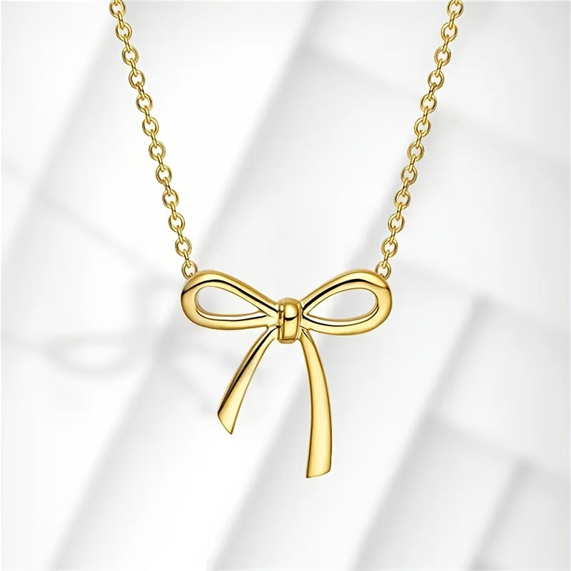 Collier Femme Minimaliste – Pendentif Nœud, Plaqué Or KC, Élégant pour Quotidien et Fêtes, Cadeau Intemporel, Bijou Polyvalent, Chaîne Délicate, Style Sophistiqué et Artisanat de Qualité
