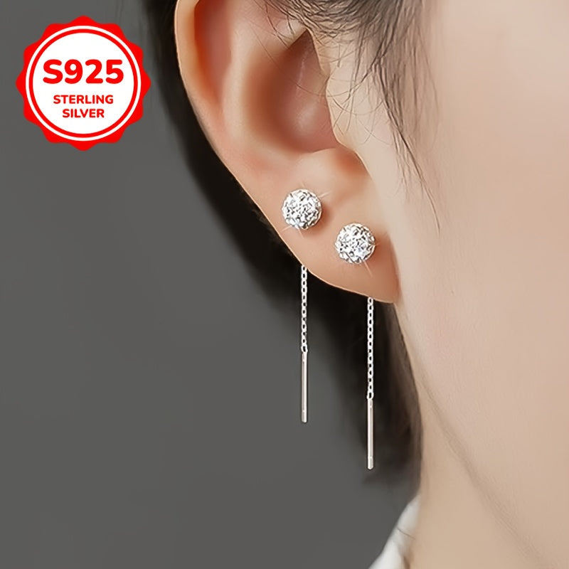 1 paire de boucles d’oreilles en argent sterling S925 avec accents en zircon cubique brillant design créole élégant et minimaliste parfait pour un usage quotidien vacances Saint-Valentin anniversaires et fête des mères idéal pour femmes bijou cadeau