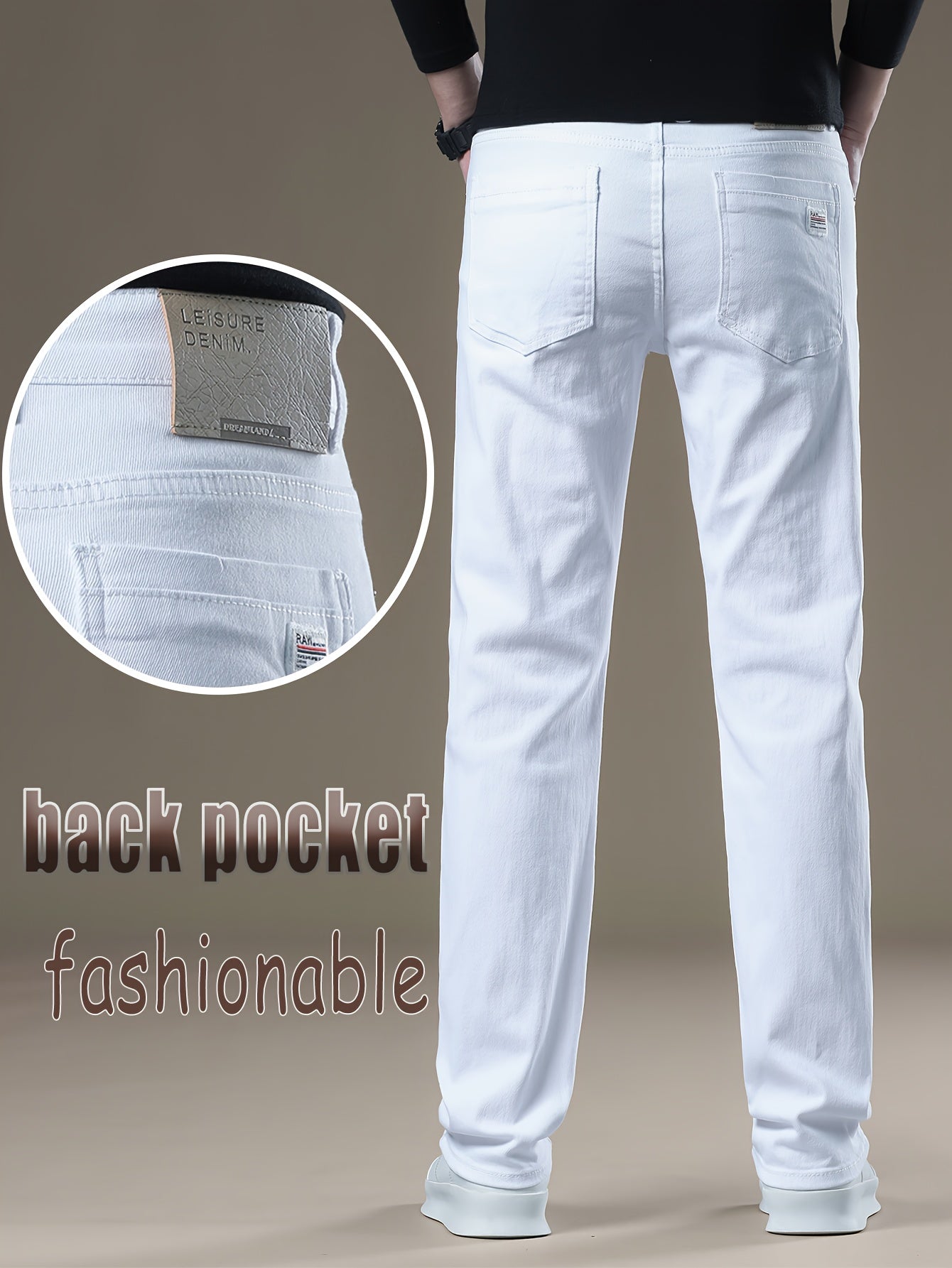 Pantalon de golf homme 2025 – Pantalon automne/hiver pour bureau et casual, jean slim extensible grande taille, coupe droite, blanc élégant, tenue business casual et sorties loisirs