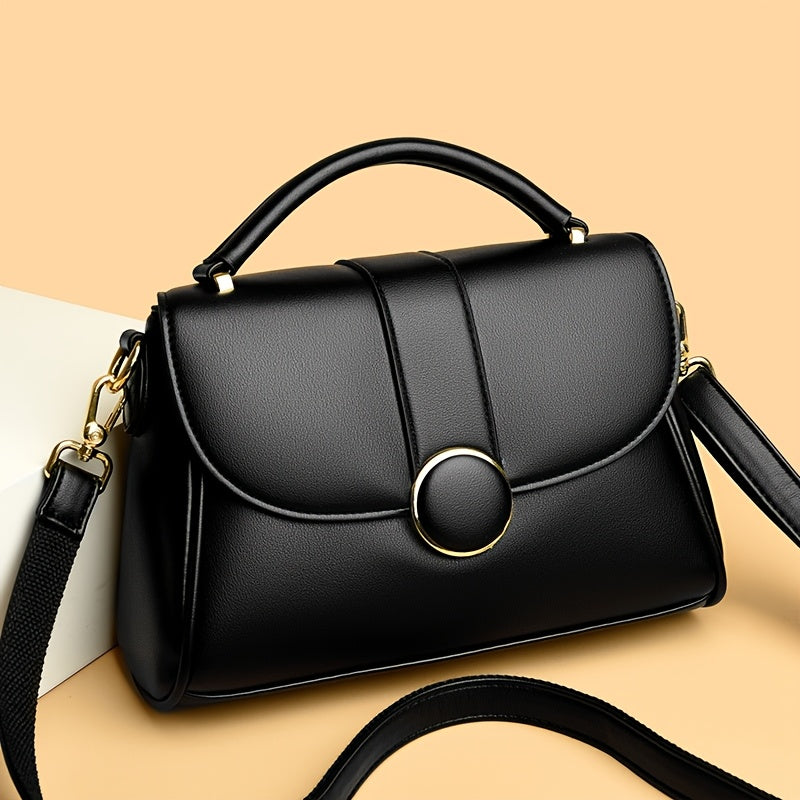 Sac bandoulière noir élégant femme poignée ronde réglable zip polyester