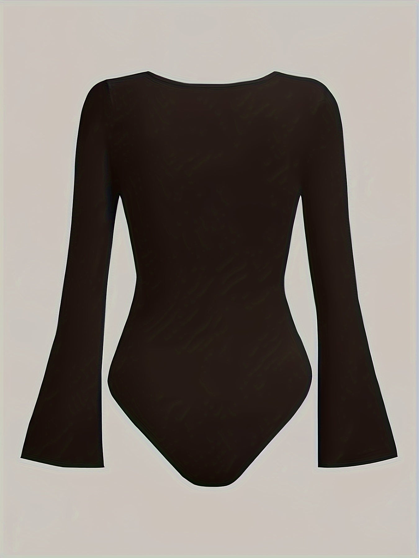 Body noir femme style Y2K à manches évasées. Coupe ajustée, manches longues, col rond. Tissu extensible en mélange de polyester, idéal pour un look décontracté ou de soirée.