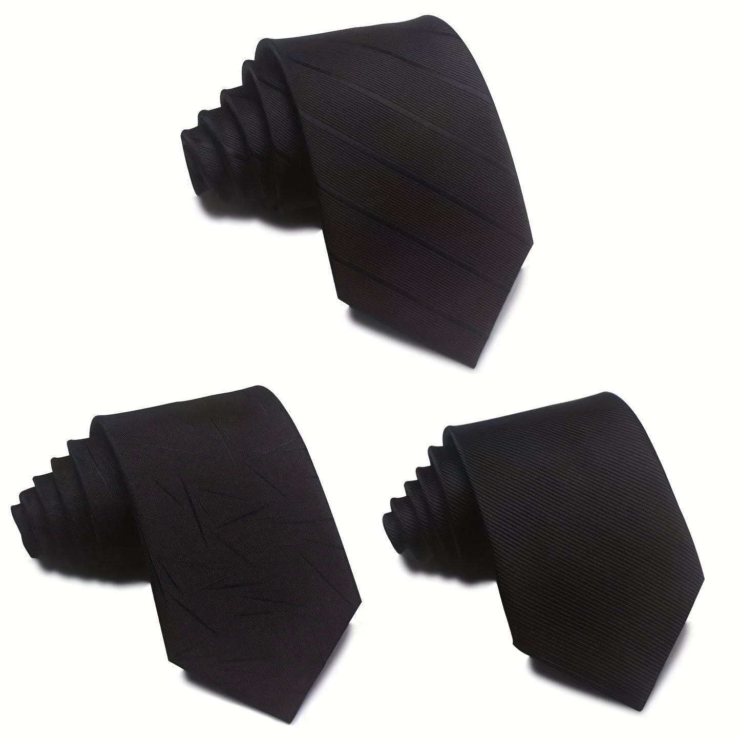 Lot de 3 Cravates Homme Rayées – Noir et Blanc, Élégantes pour Bureau et Mariage