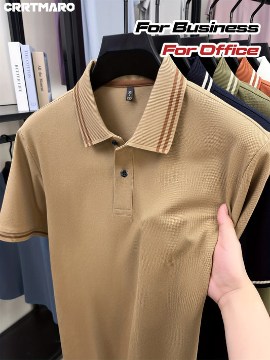 Men's Shirt - Lightweight Breathable Summer Business casual Button-Front Placket, Minimalist White Office & Everyday Shirt for Formal Leisure Wear - Model 1190, Versatile Clothing, Short Sleeves, Smooth Texture, Prof