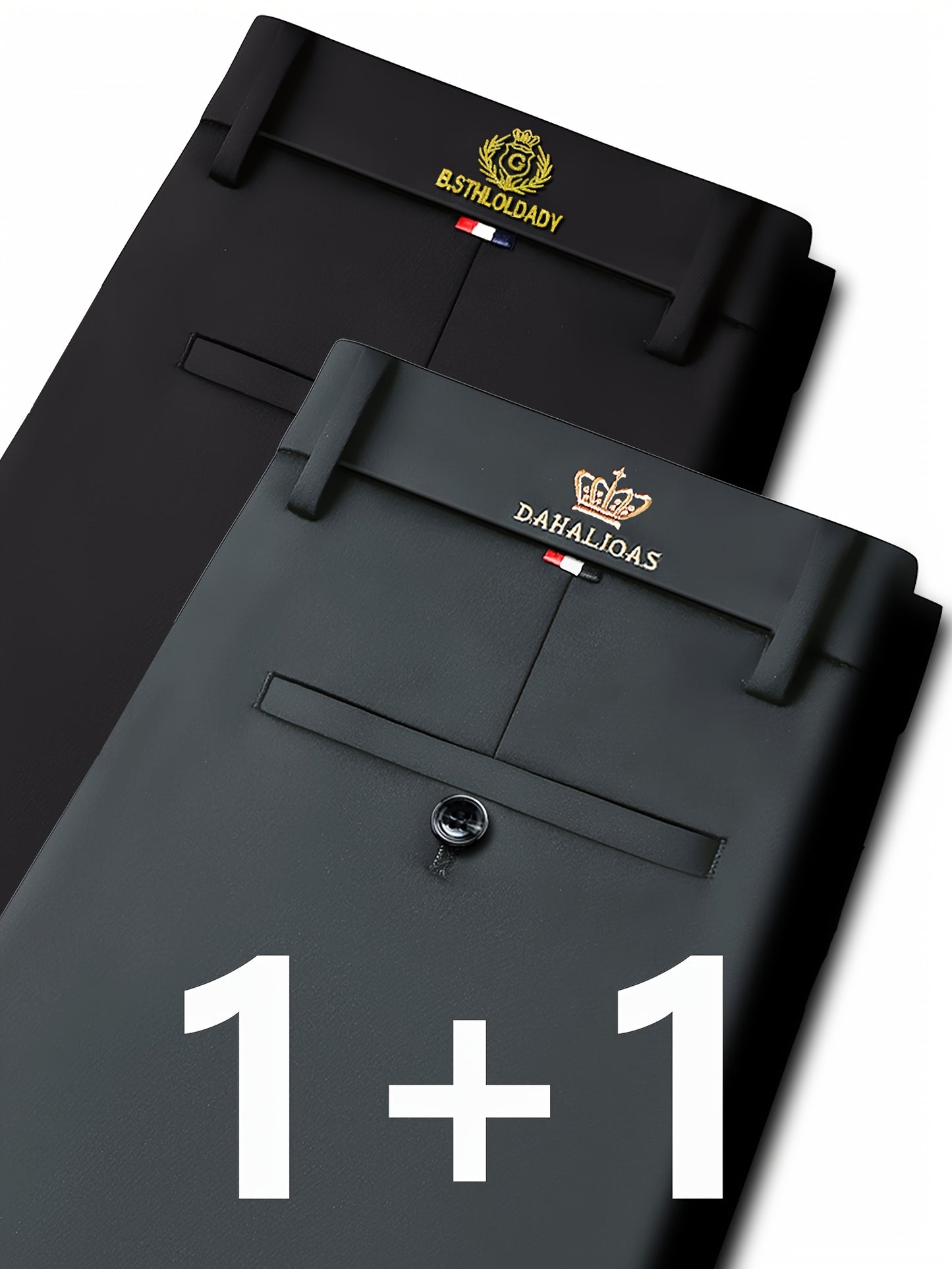 Pantalons business casual extensibles pour homme (2 pièces) – haute élasticité, infroissables, toutes saisons, logo, coupe régulière, lavables en machine, idéals bureau et événements sociaux