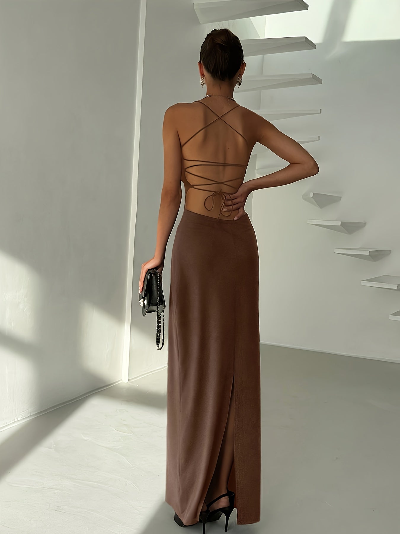 Robe Femme Sexy Élégante de Soirée — Dos Nu, Silhouette Sirène/Trumpet, Sans Manches, Robe Formelle pour Soirées et Mariages, Coupe Bodycon Flatteuse, Idéale pour Prom, Gala et Tenues Chics Quotidiennes, Style Sophistiqué