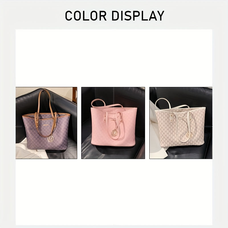 Sac Cabas Femme en PU Rose Vif – Grande Capacité, Fermeture Zippée, Élégant et Brillant, Durable, Idéal Voyage, Shopping et Usage Quotidien