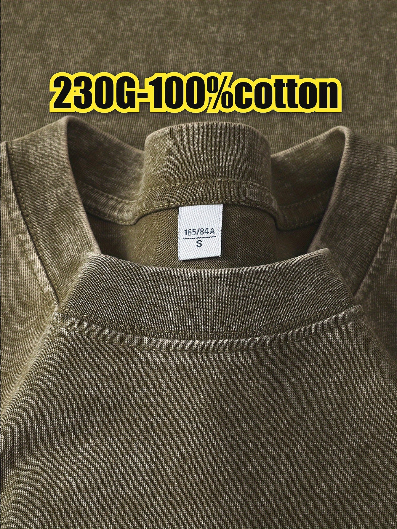 Men'S Vintage Distressed Heavyweight 220gsm T-Shirt - Relaxed Fit Short Sleeve Round Neck Casual Tee with Letter Print, Soft Washed Texture & Raglan Sleeves for Casual Attire, Vintage T Shirts, Leisure Clothing, Retro Style S