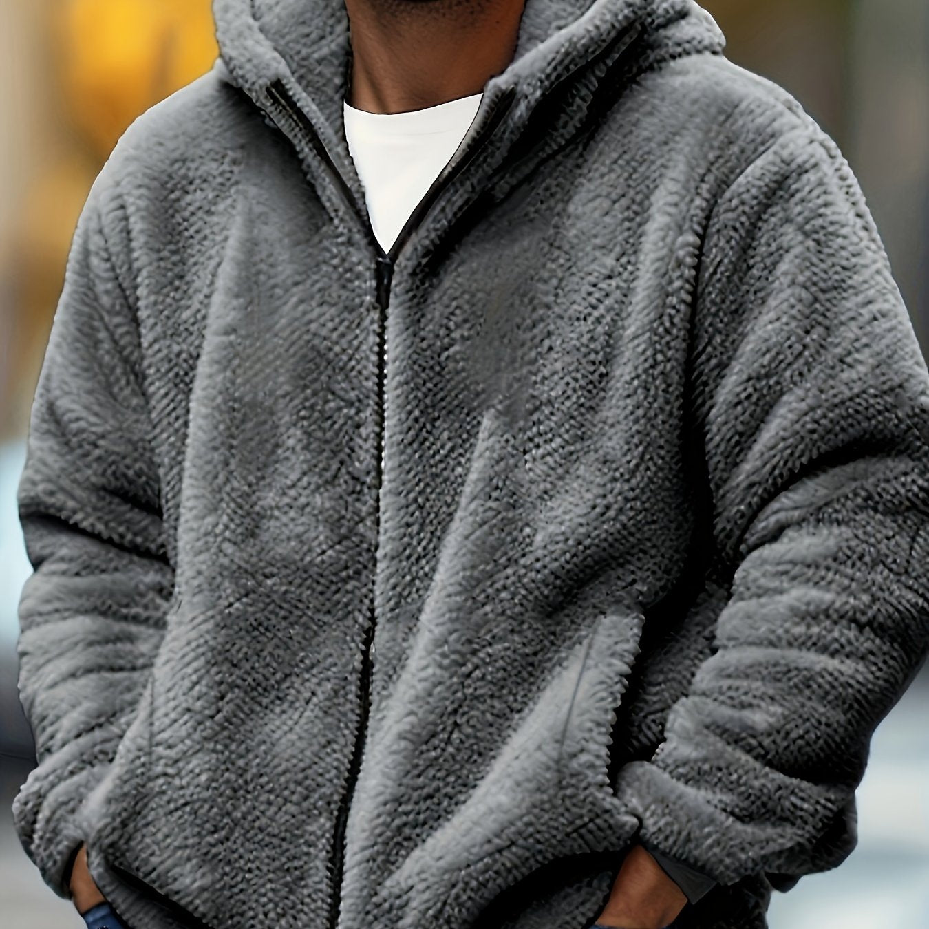 Veste à Capuche Homme Grande Taille – Gris Clair Hiver