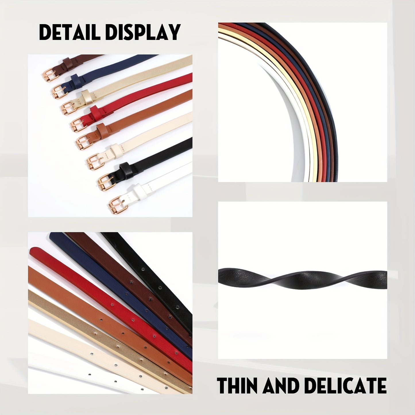 Lot de 4 ceintures brillantes pour femmes – Adaptées pour jeans et robes, design fin avec boucle, boucle dorée