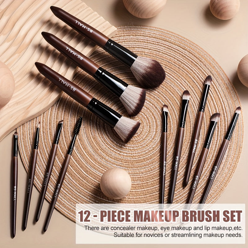 Kit 12 Pinceaux Maquillage Complet – Visage & Yeux