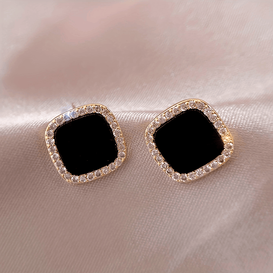Boucles d’oreilles puces tendance et minimalistes pour femme, design carré géométrique décoré de strass, parfaites pour soirées, banquets et fêtes