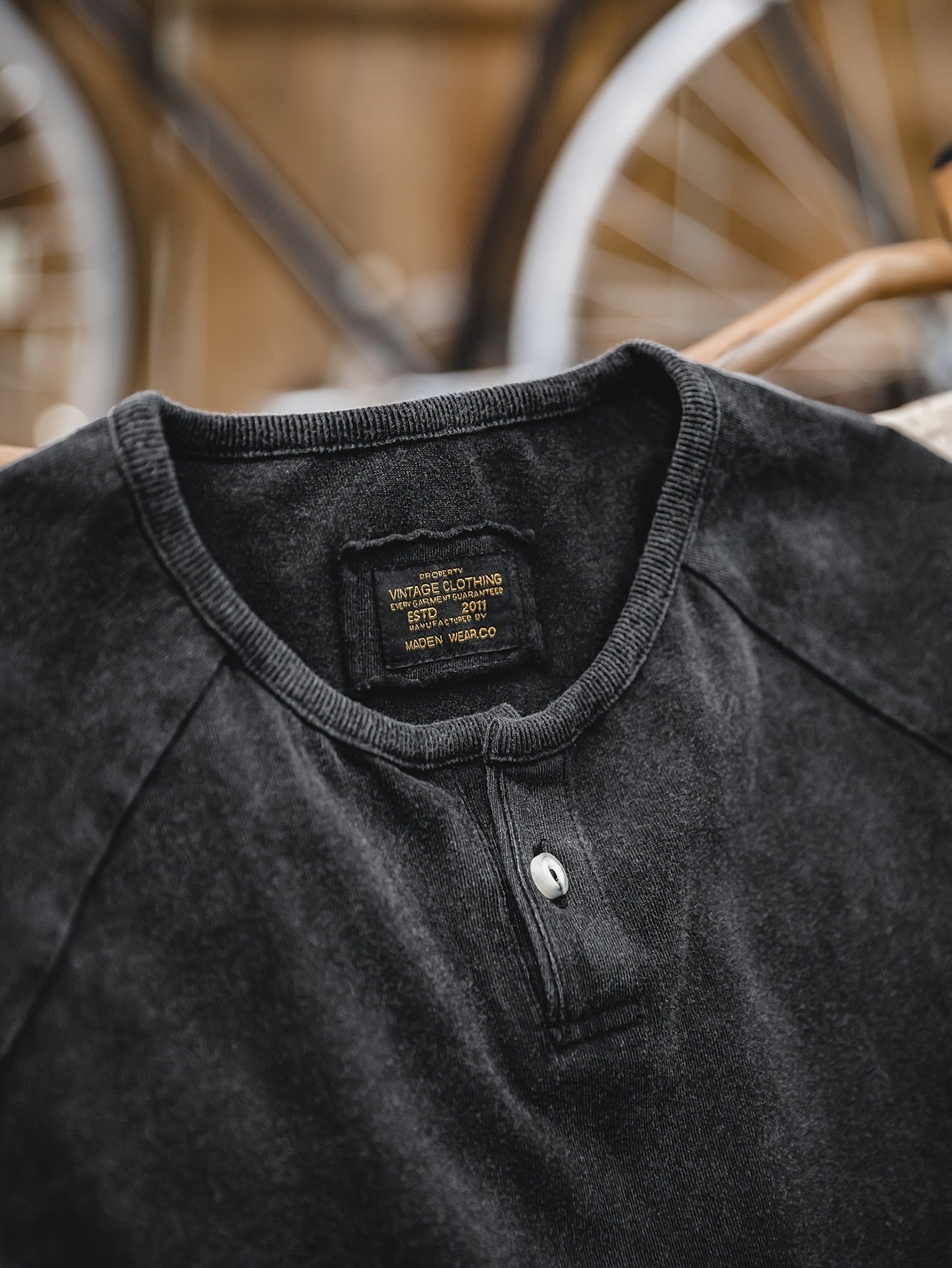 Maden Men's Casual Henry T-Shirt Vintage Inspired Enzyme Wash Tee Slim Fit Stretch Short Sleeve Tshirt, Weekend Attire, Streetwear Style, Distressed Look, Retro Tshirt, Soft, Stretch Fabric, Fitted Shirt, Casual Wardrobe, Urb