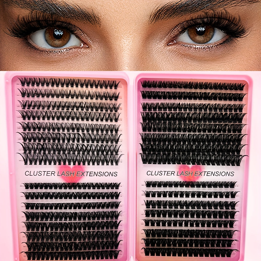 640 Clusters Faux Mink Individual Eyelashes Extension, DIY Individual Lashes Natural Look Wispy Eyelashes Extension Fluffy Reusable False Eyelashes DIY At Home Individual Lash Clusters for DIY Eyelash Extensions - Reusable, L
