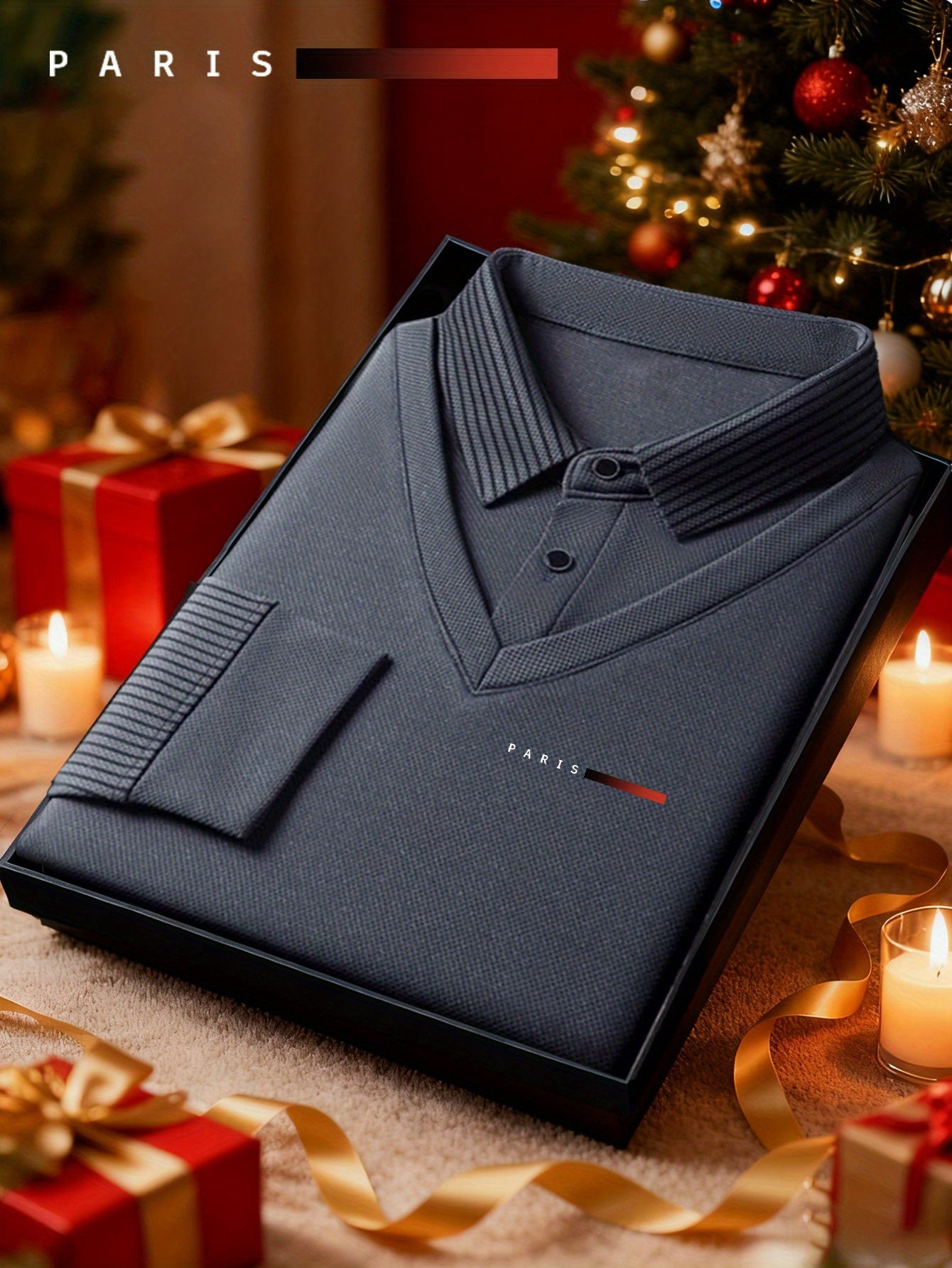 Men'S Faux Two-Piece Shirt Collar Knitwear, a Business Casual Striped Patchwork Top Featuring a Milano Letter Print Design, Available in Various Colors. It Has a Gray And Golden Contrasting Collar And Cuffs, a Simple Solid Co