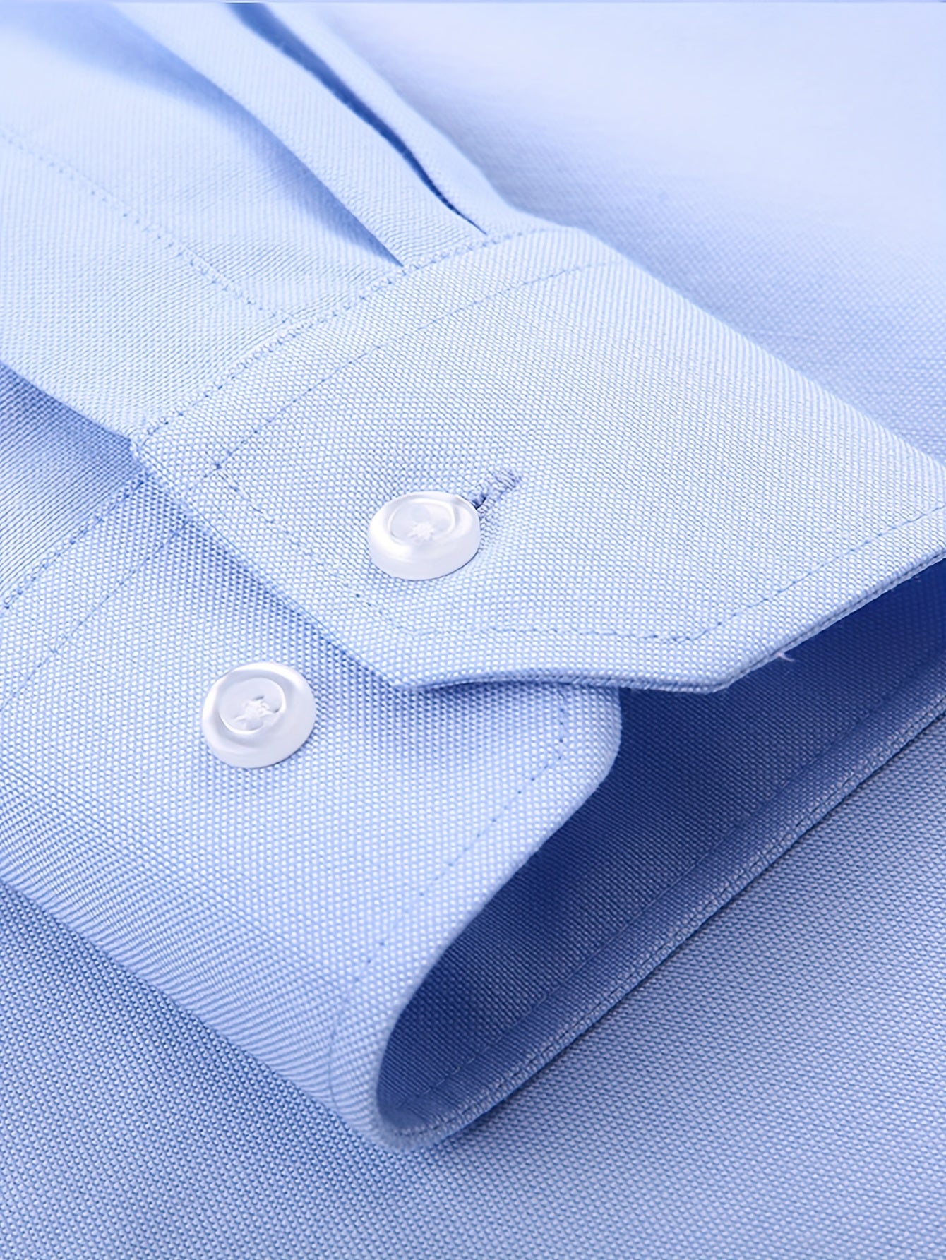 Men'S Oxford Cloth Shirt Two-Piece Set Durable and Wear-Resistant Business Casual Suit Versatile Commuter Outfit Solid Color Button-Up Shirt