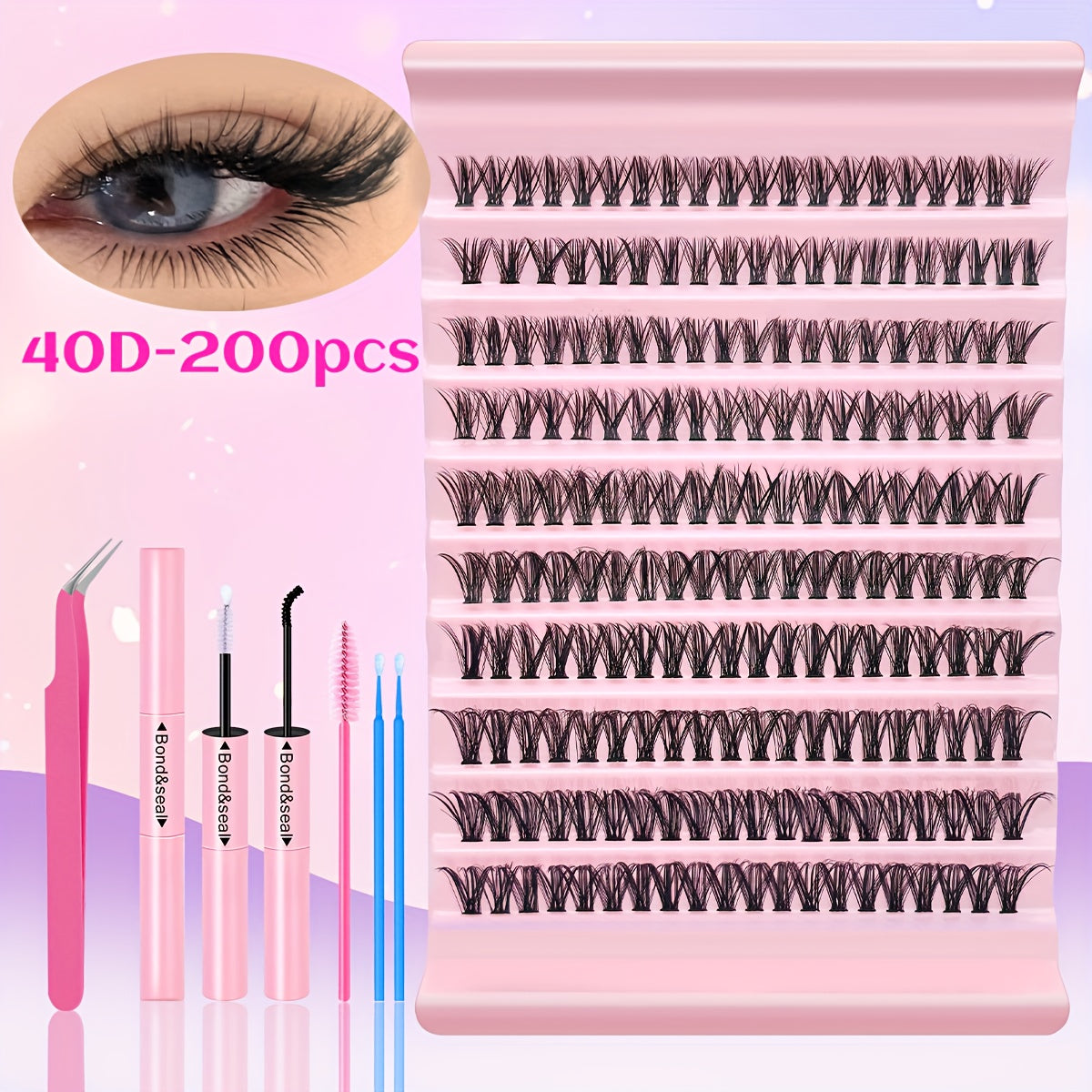 Set DIY d’Extensions de Cils – 720/300/200 pcs, Cils Individuels 9-18 mm Mélangés, Épaisseurs 30D/40D/50D/80D, Inclus Colle et Pince, Parfait pour Débutants, Idéal Cadeau Raffiné pour Nouvel An, Saint-Valentin et Autres Occasions