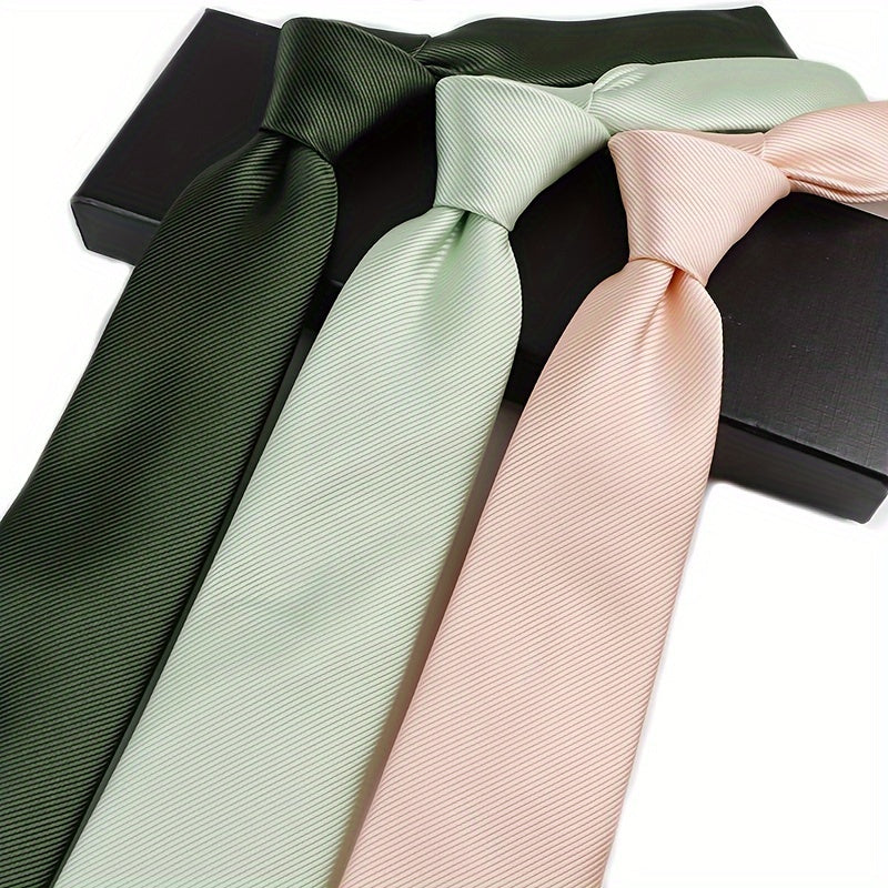 3pcs Set Cravates Hommes – Rayures Animales et Géométriques, Polyester, Cadeau Mariage & Bureau