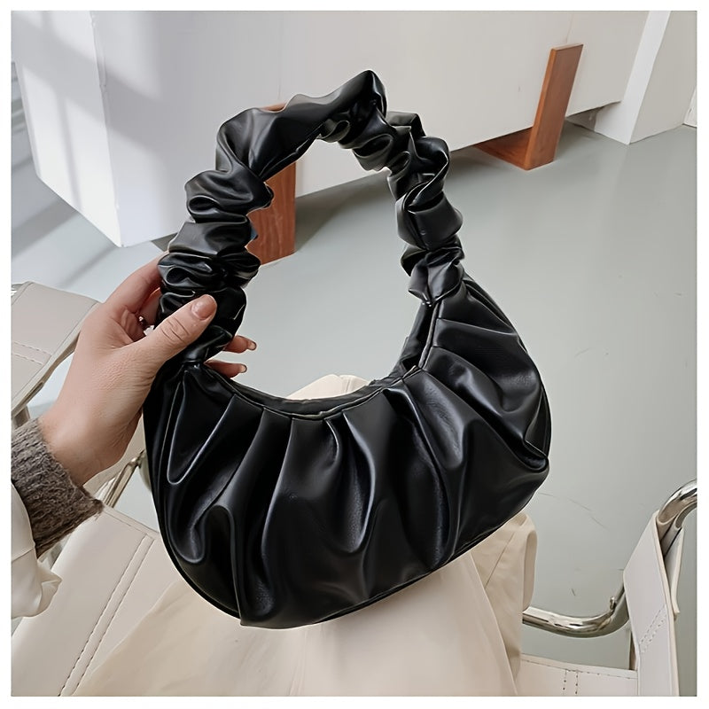 Sac à Main– Forme Nuage, Noir et Blanc, Fermeture À Pression, Polyvalent Toutes Saisons, Idéal Cadeau Fêtes et Anniversaires, Élégant et Durable, Cuir Synthétique