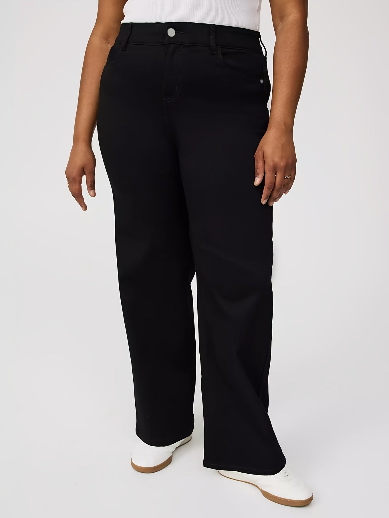 Jeans Femme Taille Haute – Coupe Droite, Denim Stretch Noir, Confort Toute Saison, Casual et Durable