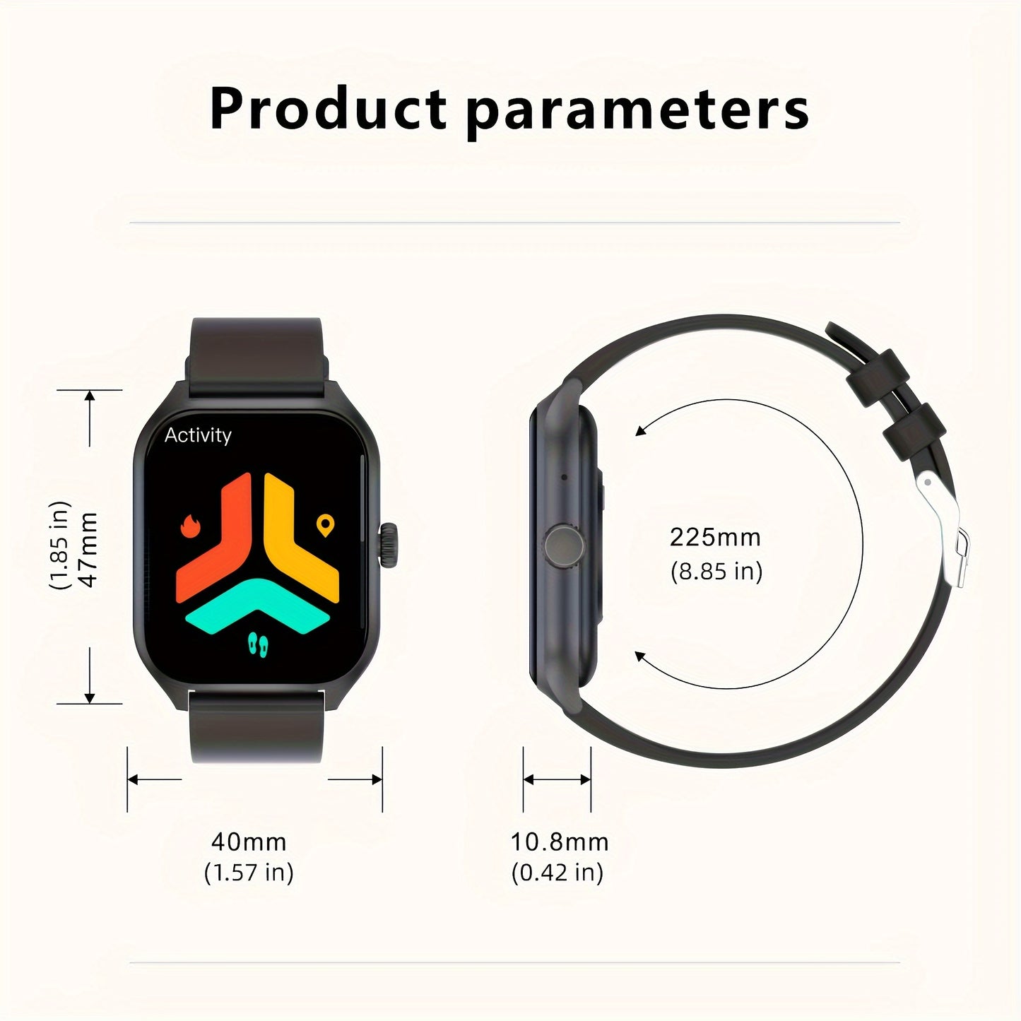 4.98cm Smart Watch with Body Temp/ Monitor, Smart Watch with Wireless Call (Answer/ Make/ Reject Calls) for Men Women, Fitness Activity Tracker with 100+ Sports Modes/ SOS/ Game/ AI Voice/ Calculator, Compatible with Android