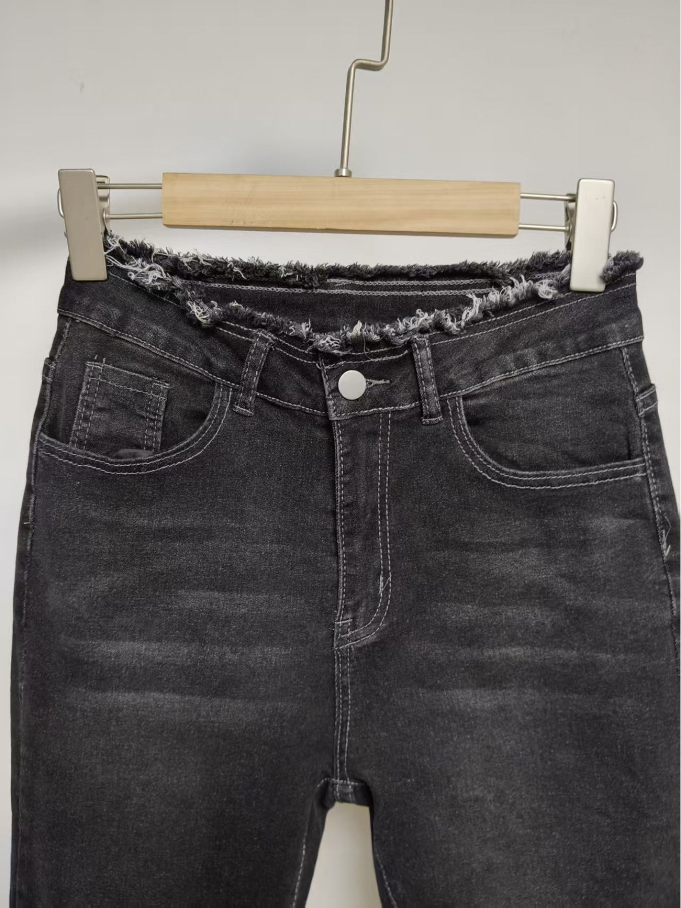 Jean skinny en faux denim pour femme - Jean extensible opaque avec fermeture éclair intégrée, coupe skinny taille mi-haute