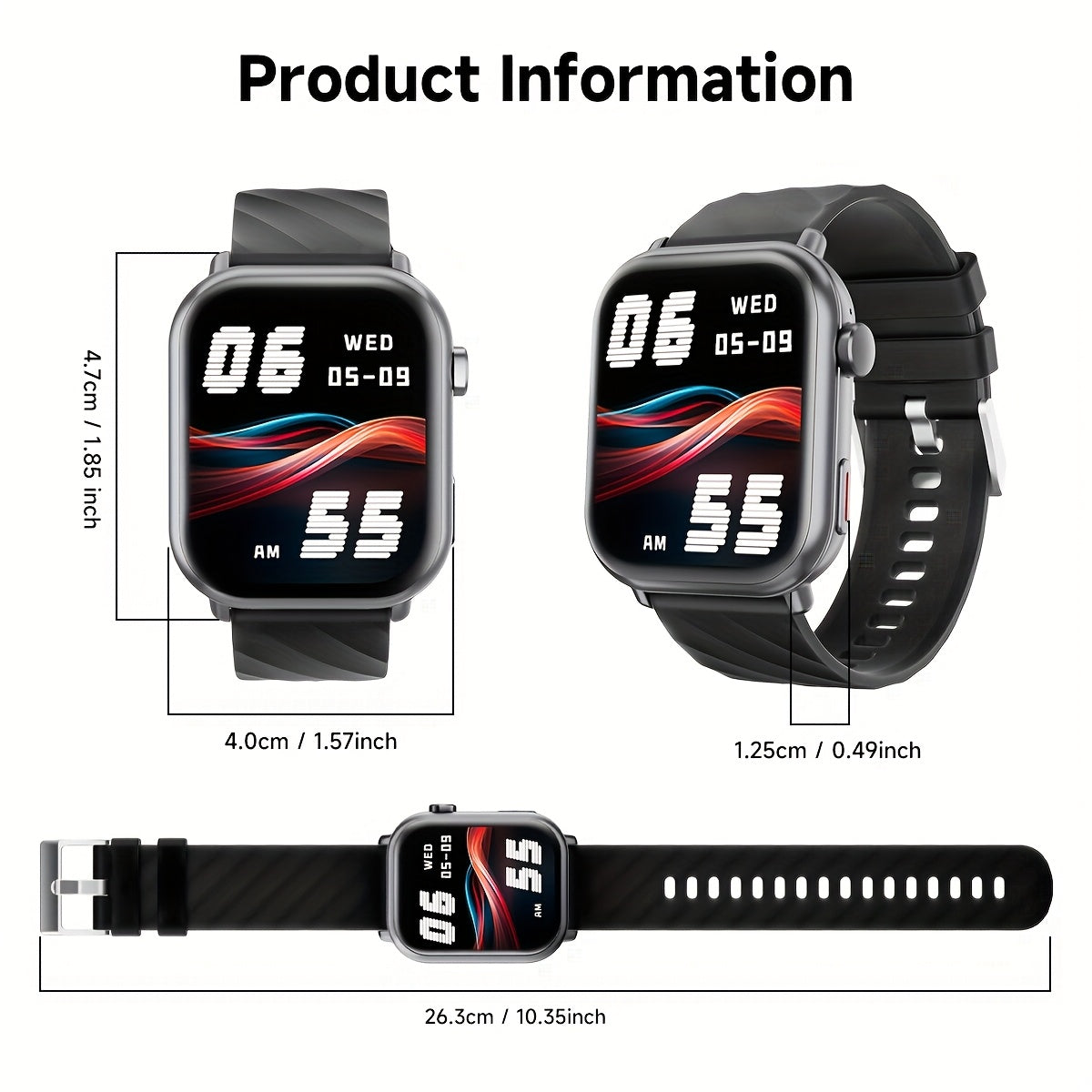 High-Quality Smartwatch with 1000 mAh Battery | 1.83-inch HD Touch Screen, Built-in Speaker, Multiple Sports Modes, Wireless Calls, Message Notifications, Music Player, Compatible with iPhone and Android, Perfect for Gifts