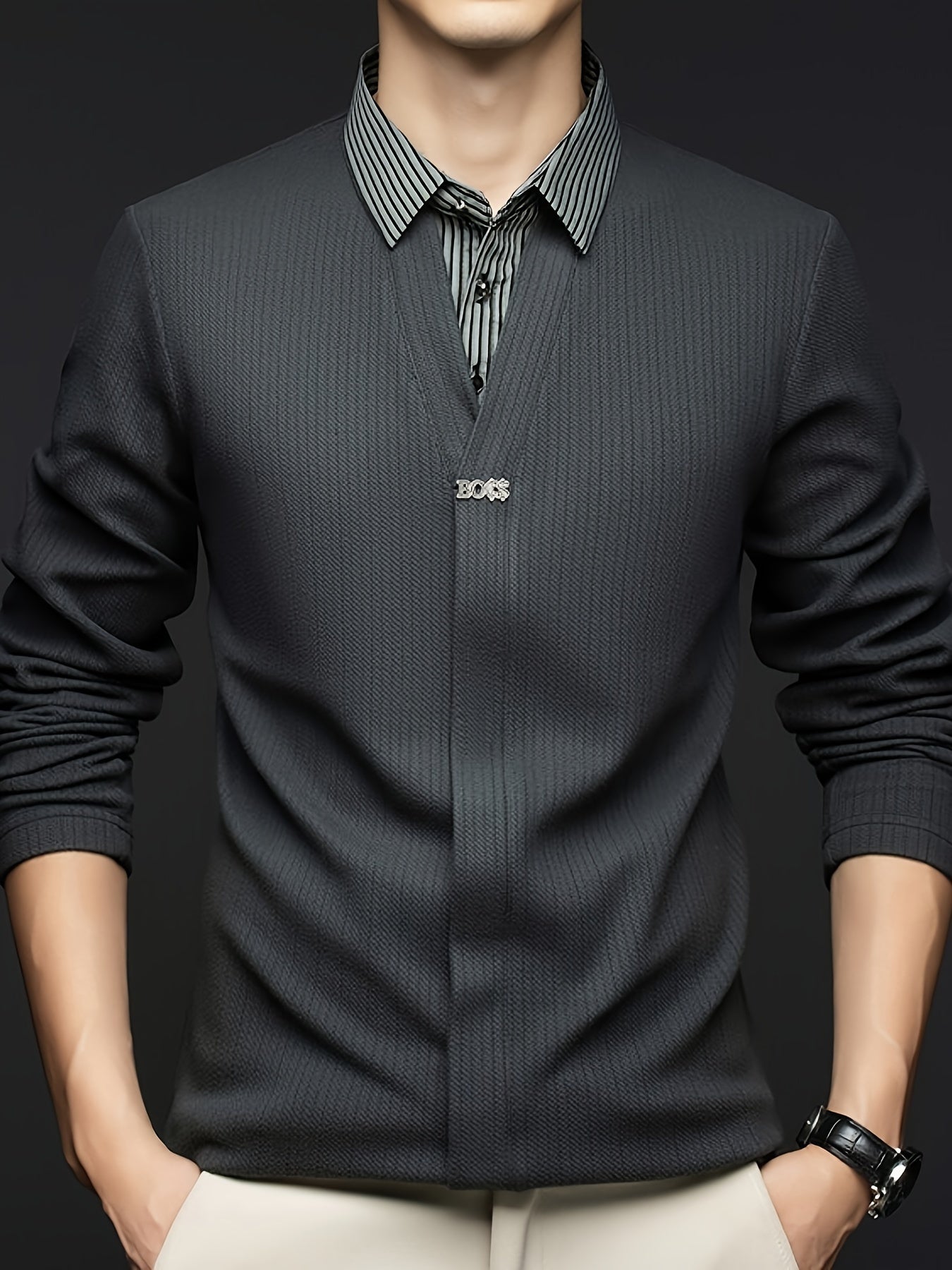 Stylish Two-Piece Lapel Shirt, Breathable Long-Sleeve Golf Top Suitable for Everyday Casual Wear in Spring And Autumn.