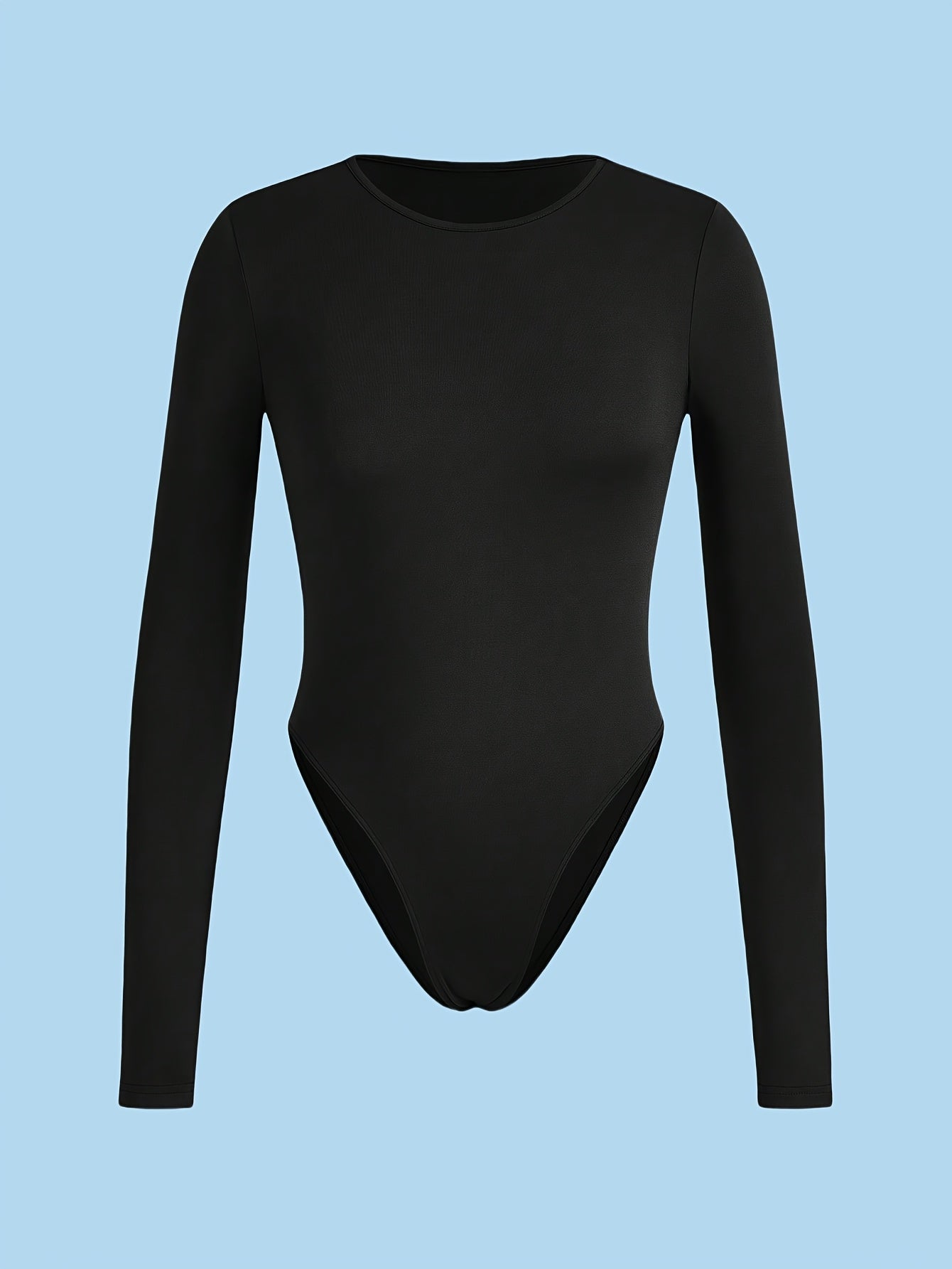 Lot de 3 hauts femme à manches longues, coupe slim et col rond, tissu extensible haute élasticité, couleur unie, lavables en machine, parfaits pour toutes saisons, style polyvalent et confortable