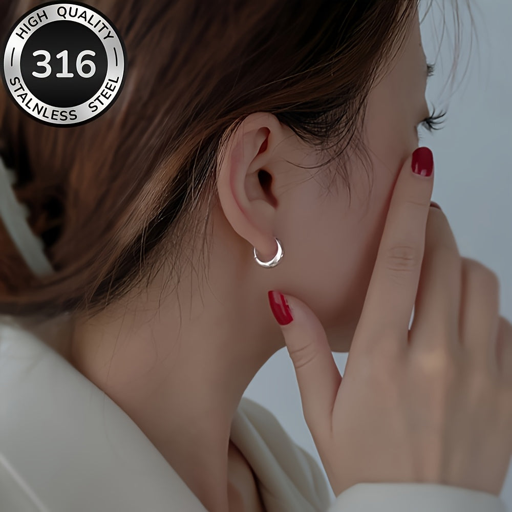 Boucles d’oreilles créoles pour femme en acier inoxydable français hypoallergénique, plaquées or 18 K, résistantes à la décoloration, confortables, design simple et élégant, parfaites pour un usage quotidien ou soirées, cadeau idéal pour la Saint-Valentin