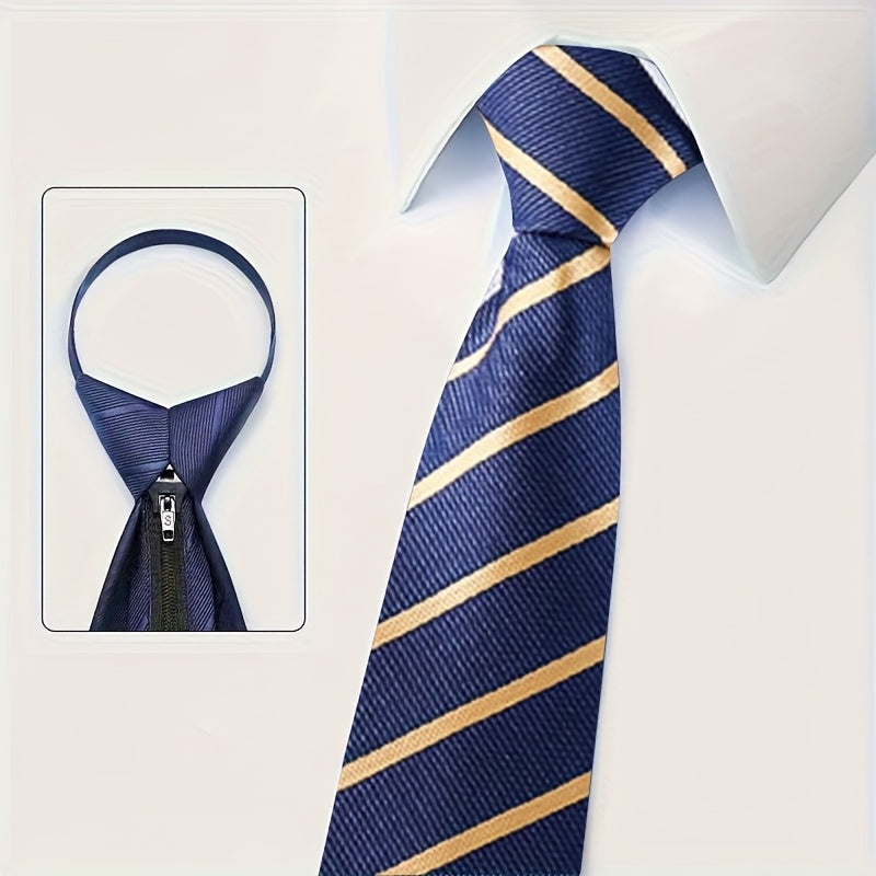 6pcs Cravates Homme – Rayées, Zippées, Formelles, Noir/Bleu/Gris/Rouge, Mariage & Événements