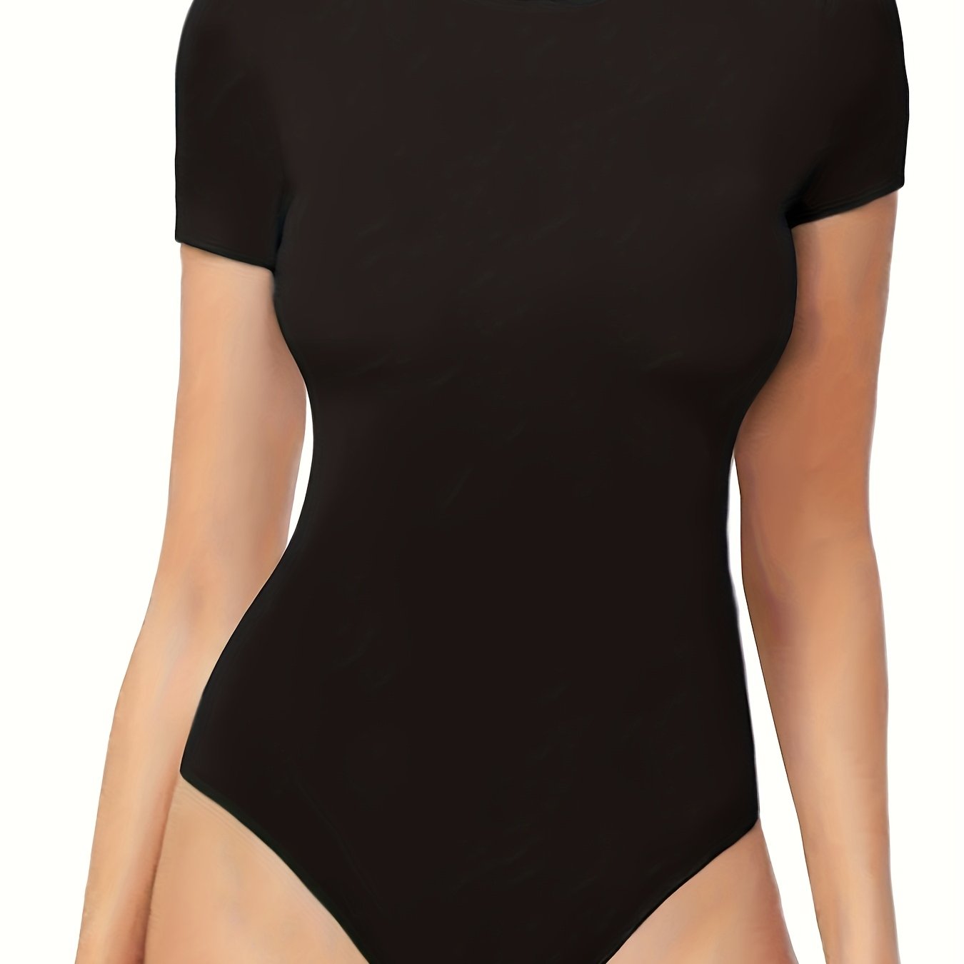 Body slim femme à manches courtes, col rond, tissu extensible et confortable, style estival élégant, lavable en machine, sous-vêtement confortable au design minimaliste et texture lisse
