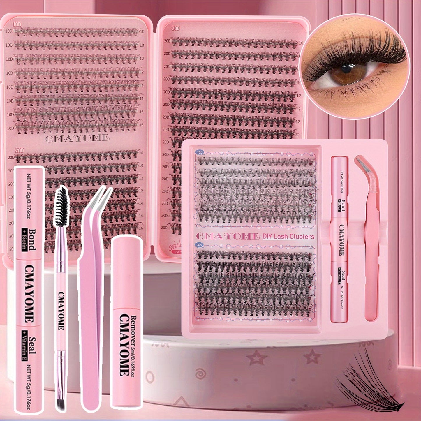 Lot de Cils Faux en Touffes – 640/240 Touffes Grand Volume, 3 Densités (10D-30D), Longueurs Mixtes 8-18 mm, Kit Complet avec Colle et Outils, Réutilisables et Durables, Idéal Débutants et DIY