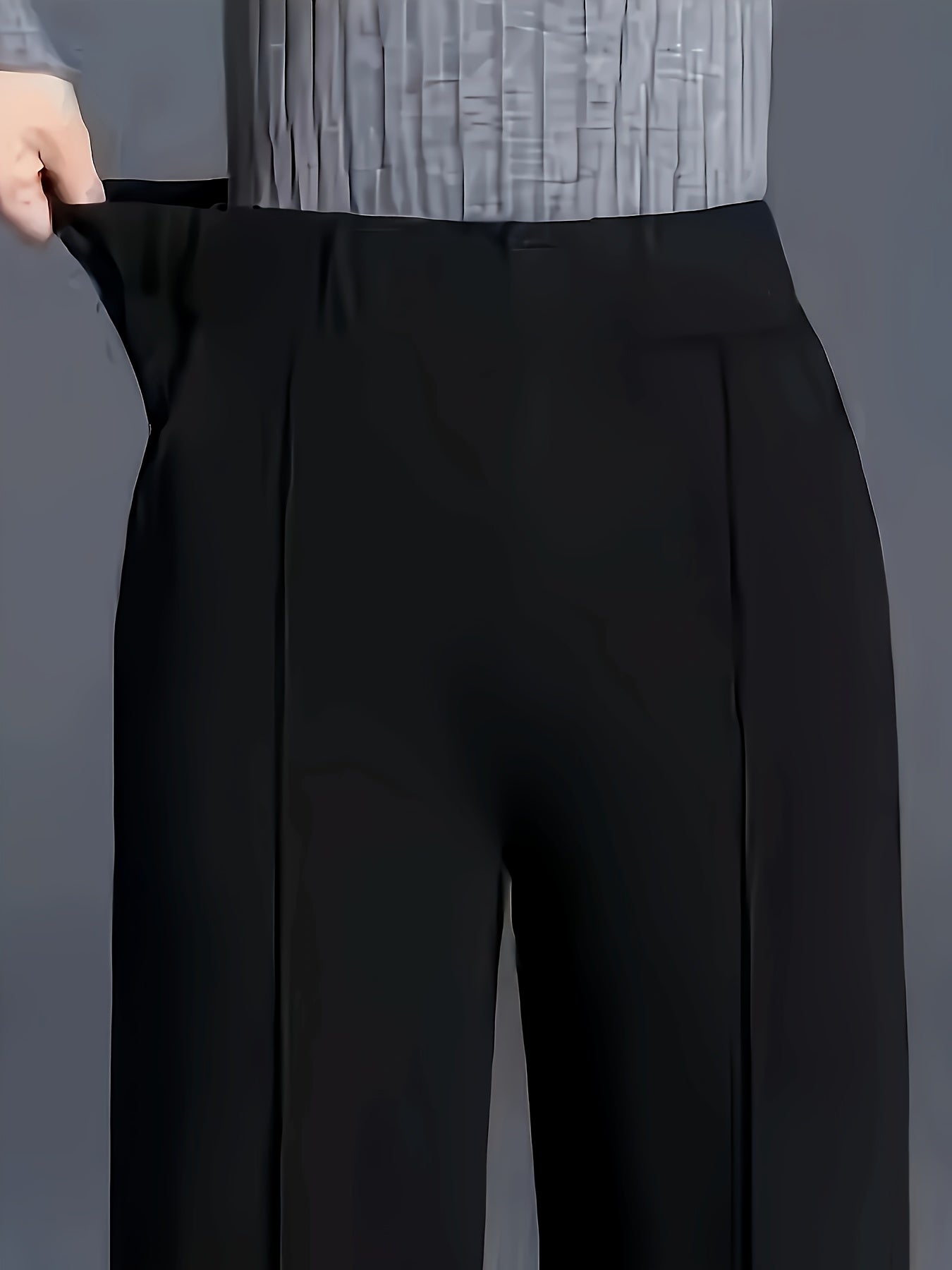 Pantalon Femme Taille Haute – Taille Élastique, Poches Obliques, Confortable, Bureau et Décontracté