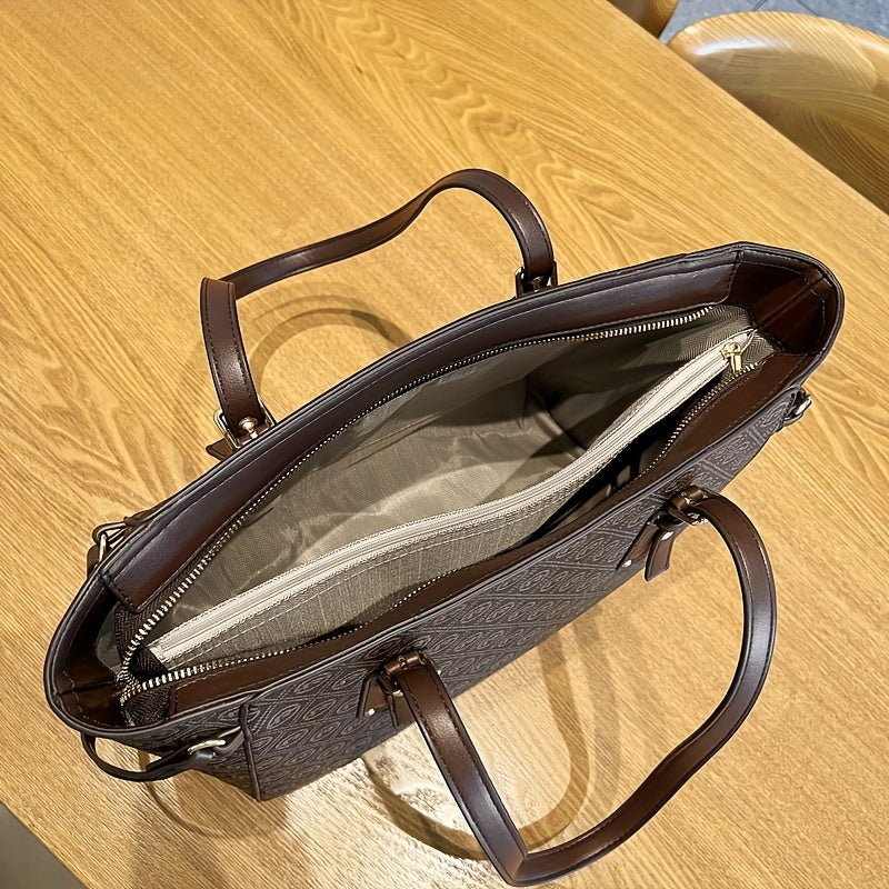 Sac Femme Nouveau – Sac à Main Élégant, Grande Capacité, Style Simple et à la Mode, Sac Rétro à Motif, Sac pour Lunettes de Lecture, Sac Cabas Grande Taille