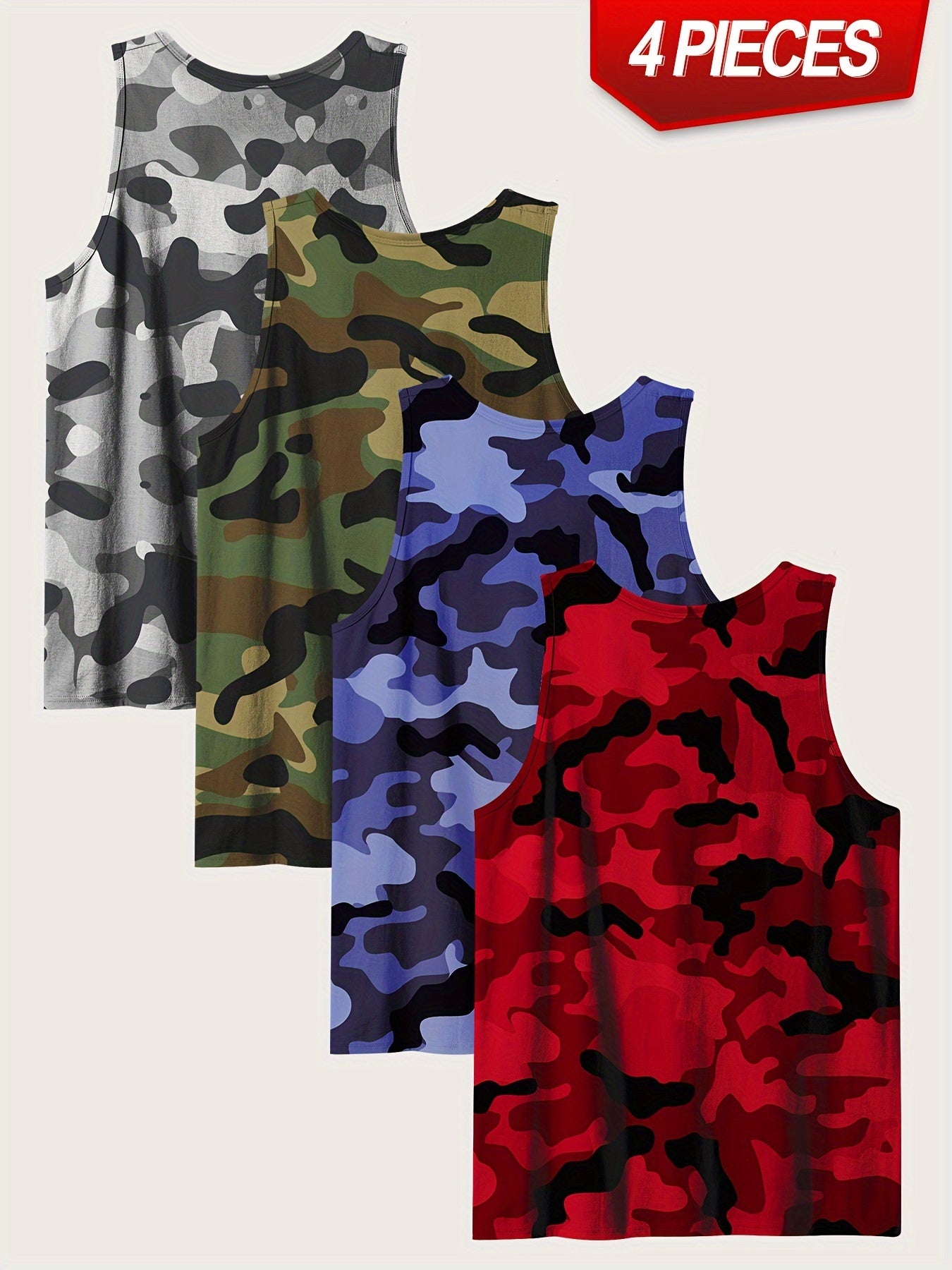 Lot de 4 Débardeurs Homme Grande Taille – Camouflage