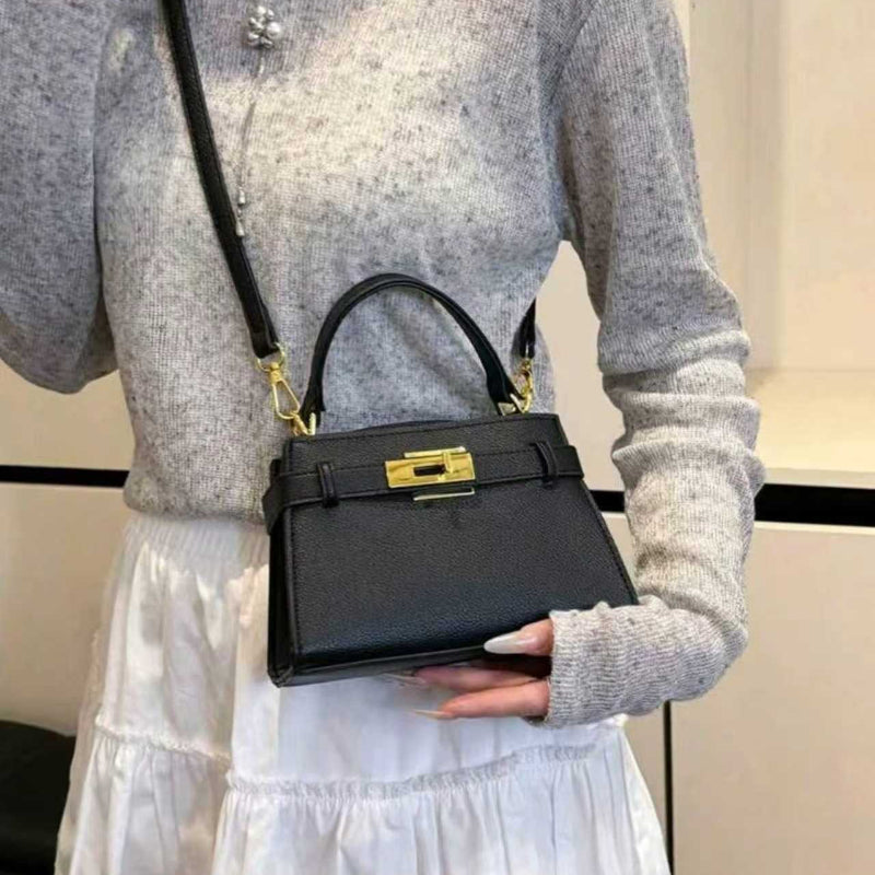 Sac à Main Femme Élégant Business Décontracté – Tote Structuré avec Finitions Dorées et Fermoir à Boucle, Design Durable et Facile à Nettoyer, Idéal pour le Bureau, le Voyage ou en Cadeau