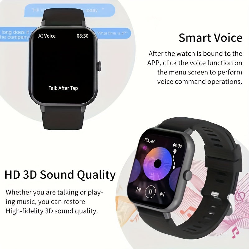 Montre connectée pour hommes et femmes – Idée cadeau, écran tactile complet de 4,65 cm, appels et messages, compatible Android/iPhone, montre de suivi fitness avec mode exercice, podomètre, distance, calories, plus de 100 modes sportifs, étanchéité IP68