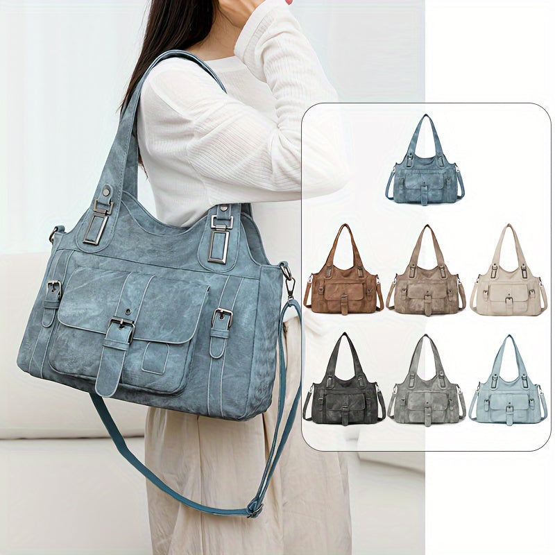 Sac Cabas Femme Rétro Taole en Synthétique avec Bandoulière Amovible – Quincaillerie Dorée et Fermeture Éclair, Couleurs : Gris / Beige / Marron / Noir – Sac Vintage pour Travail et Voyages, Sac Synthétique Durable